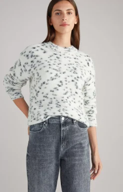 Alpaca Blend Knitted Jumper in Cream Patterned