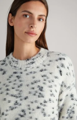 Alpaca Blend Knitted Jumper in Cream Patterned