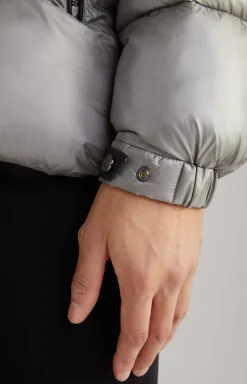 Ambro Quilted Jacket with Hood in Metallic Grey