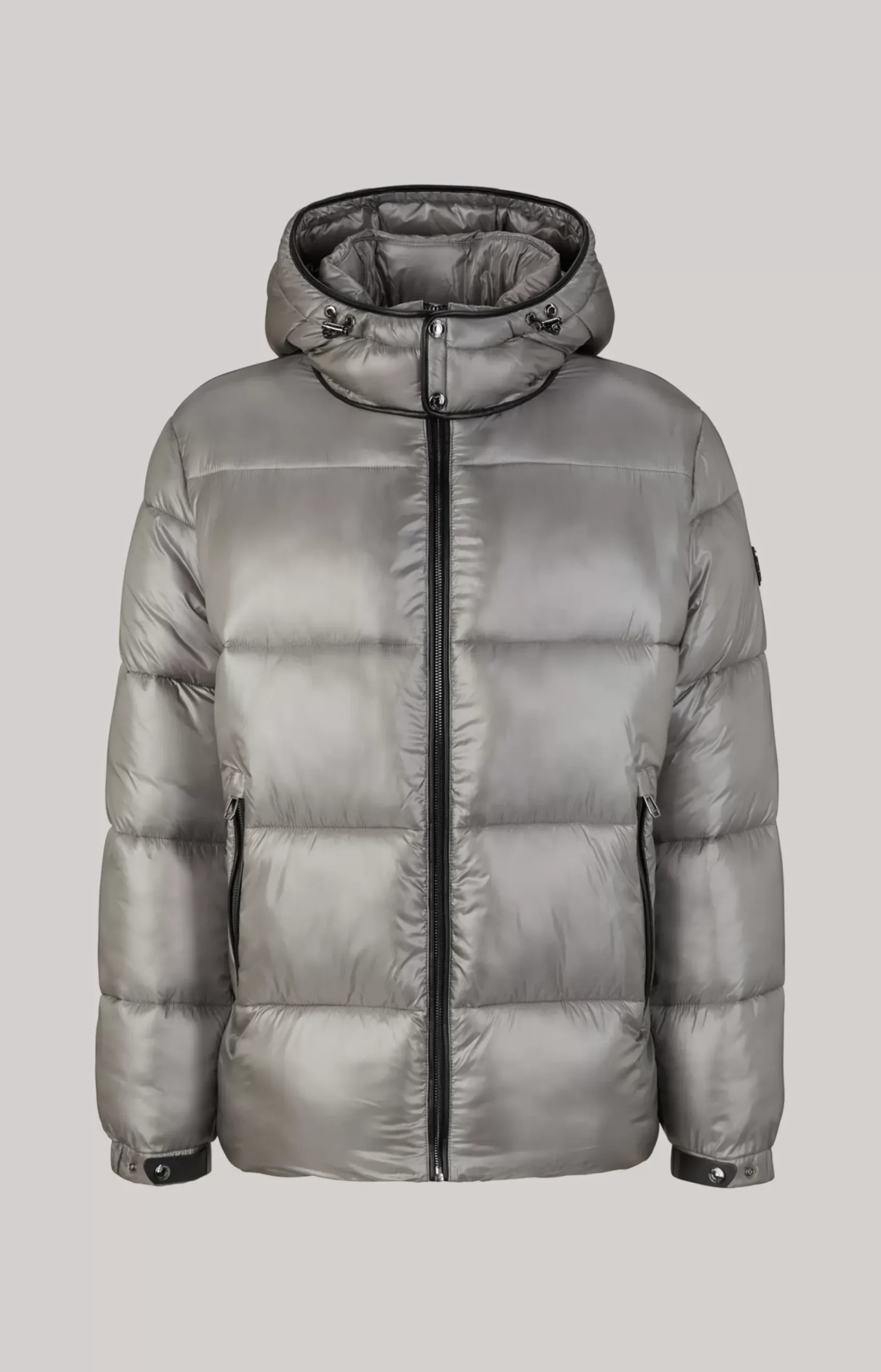 Ambro Quilted Jacket with Hood in Metallic Grey