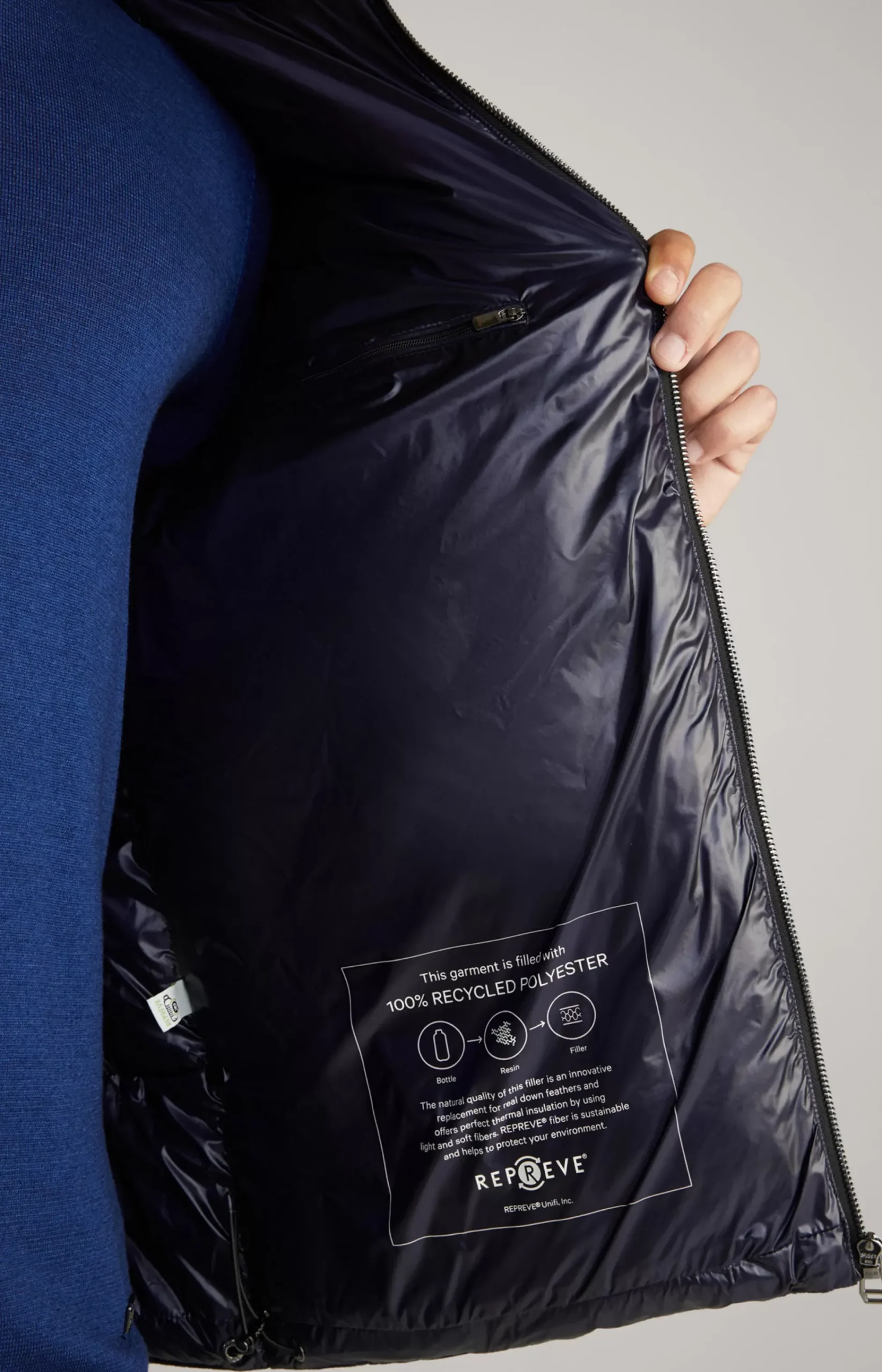 Ambro Quilted Jacket with Hood in Dark Blue