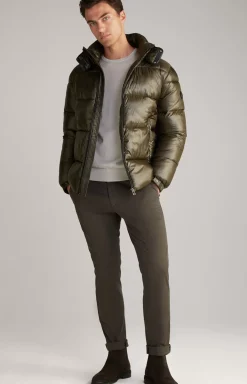 Ambro Quilted Jacket with Hood in Dark Green