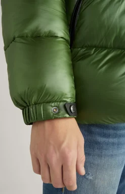 Ambro Quilted Jacket with Hood in Light Green