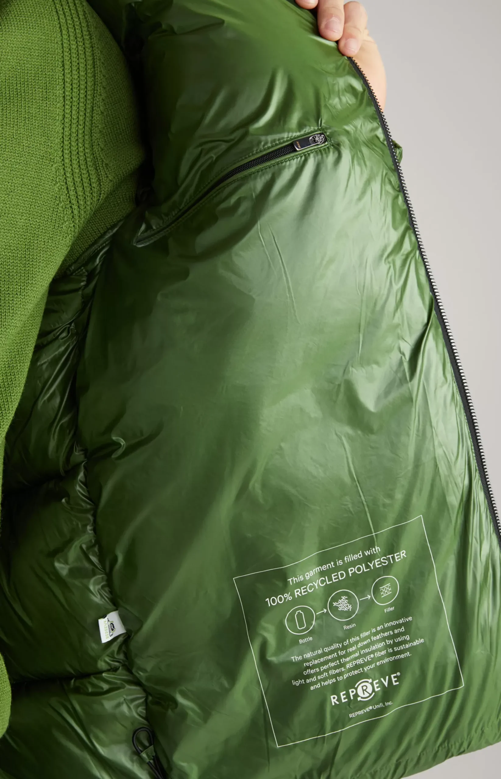 Ambro Quilted Jacket with Hood in Light Green