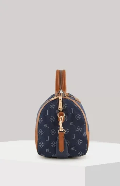 Azzurro Aurora Handbag in Denim Blue/Cognac