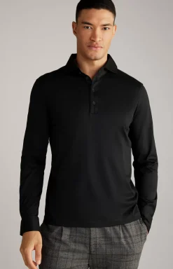 Baldwin Long-sleeved Polo Shirt in Black