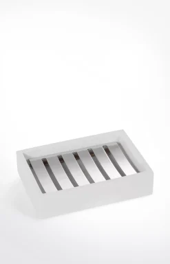 Bathline soap dish, white/silver