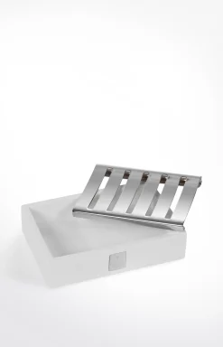 Bathline soap dish, white/silver