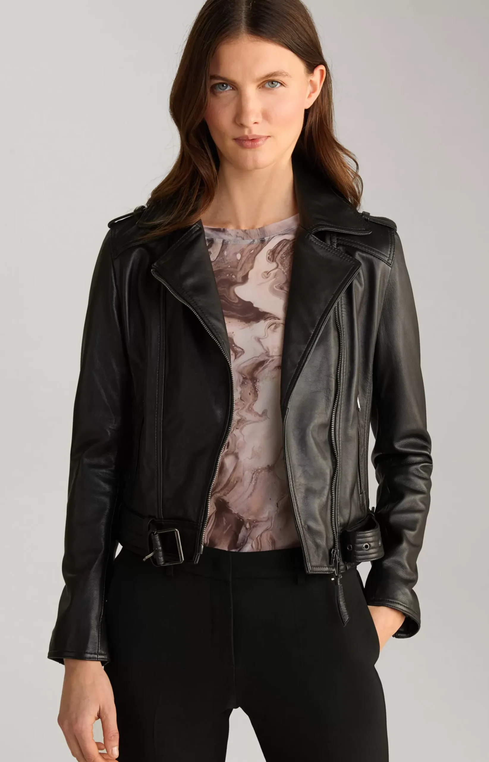 Biker Leather Jacket in Black
