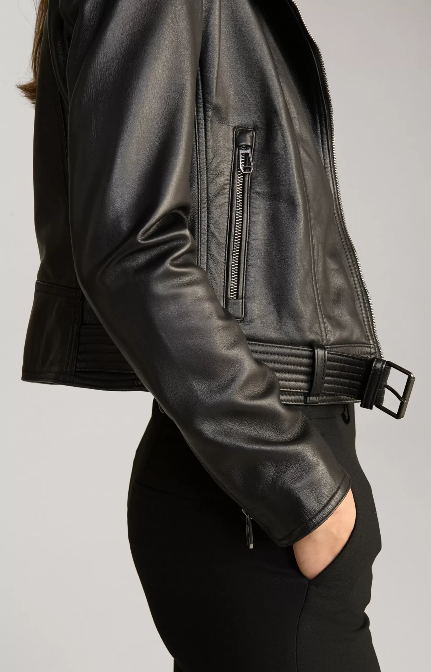 Biker Leather Jacket in Black