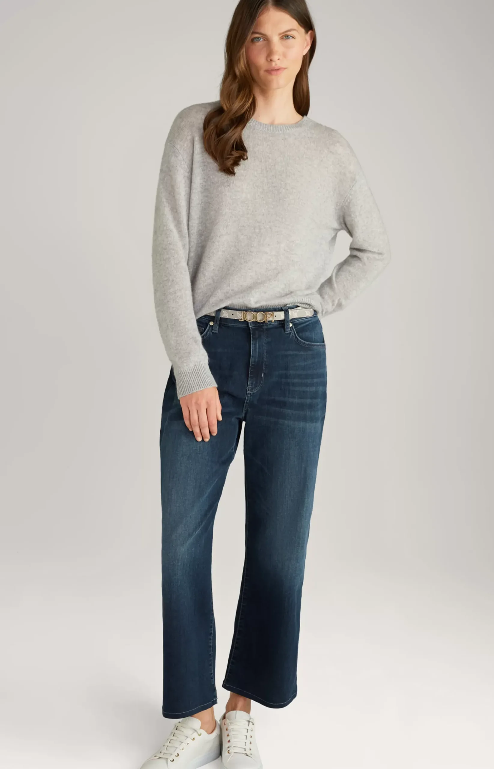 Cashmere Knitted Sweater in Grey Marl