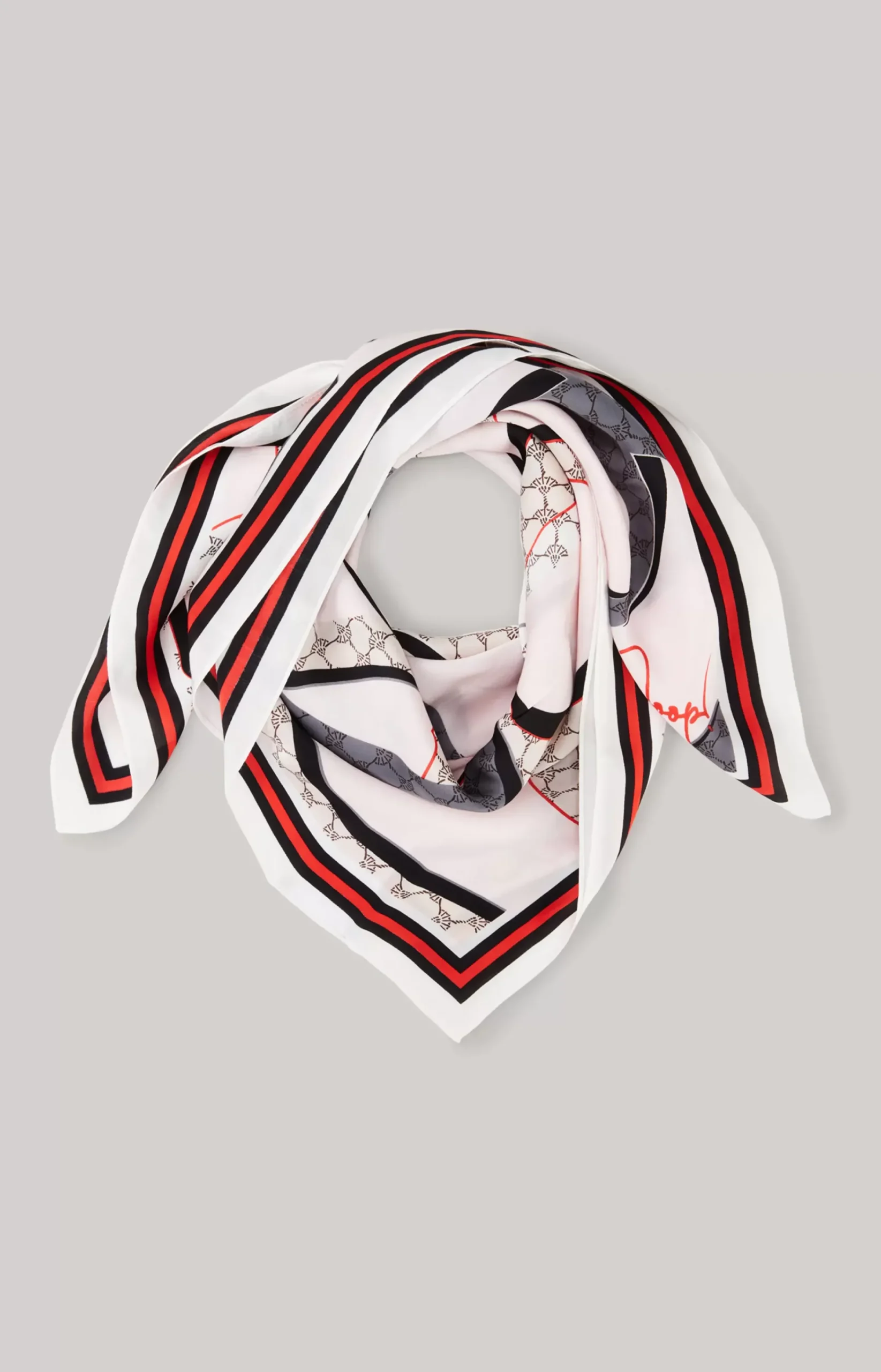 Cornflower Scarf in a Grey/Pink/Red Pattern