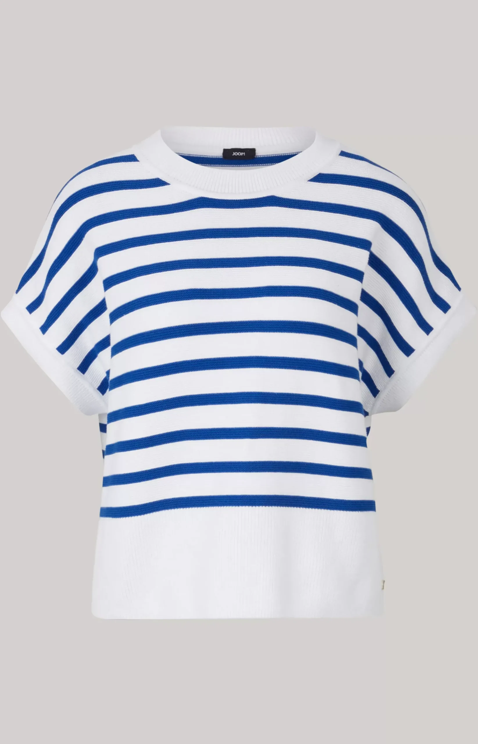 Cotton Knitted Jumper in Blue/White Stripes