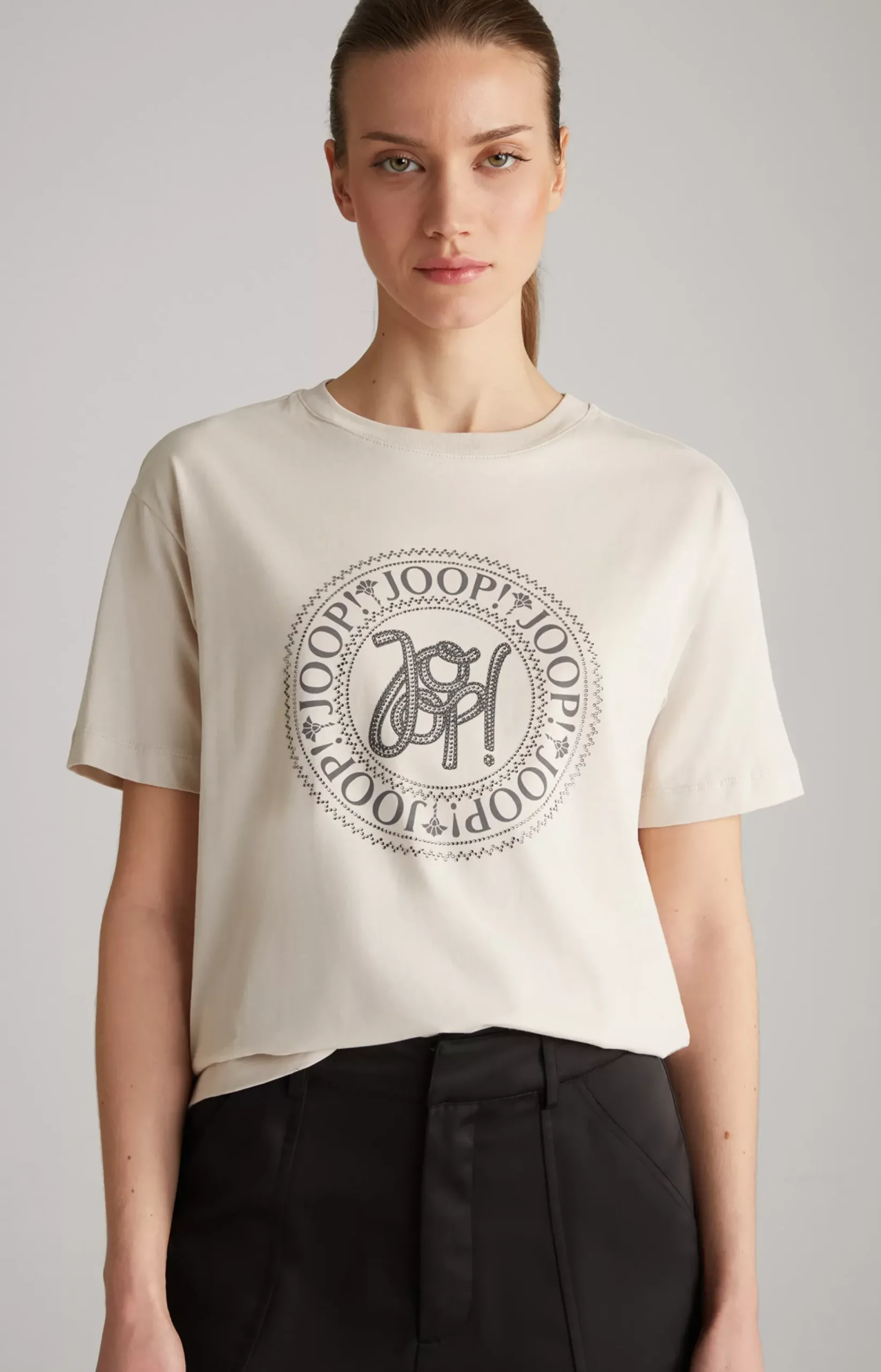Cotton T-shirt in Beige