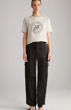 Cotton T-shirt in Beige