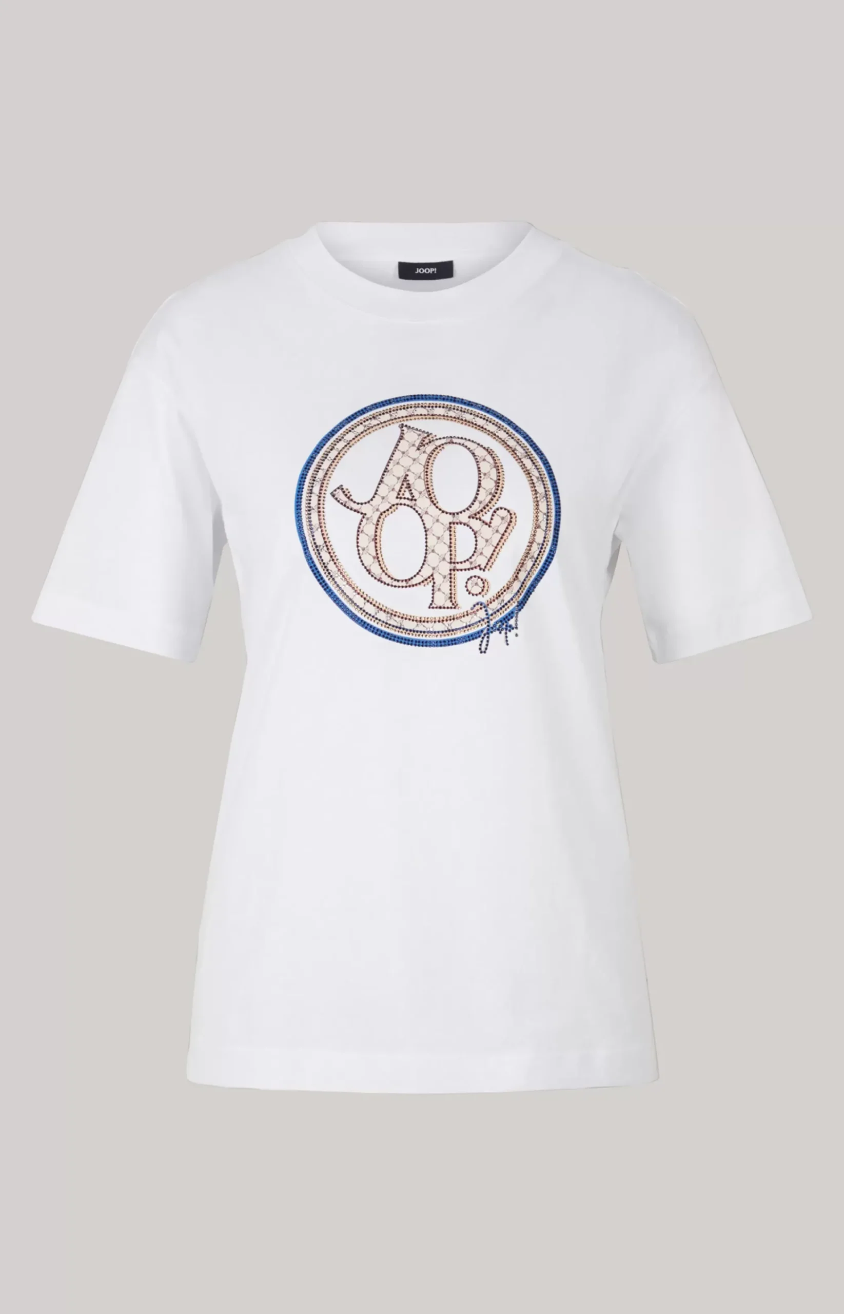 Cotton T-Shirt in White/Blue