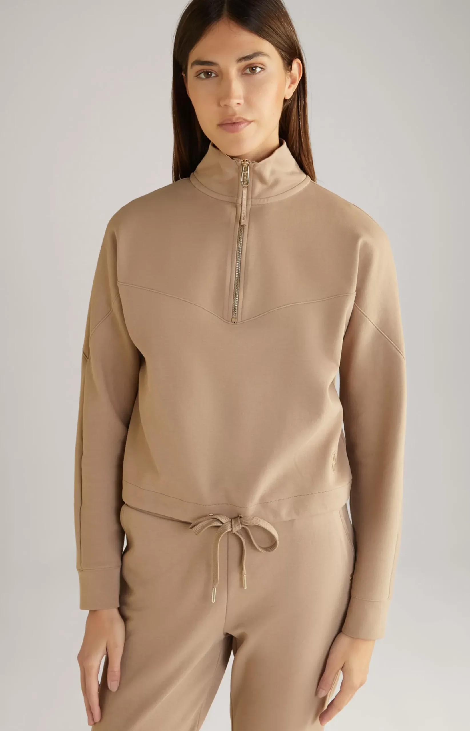Cropped Sweatshirt in Light Brown