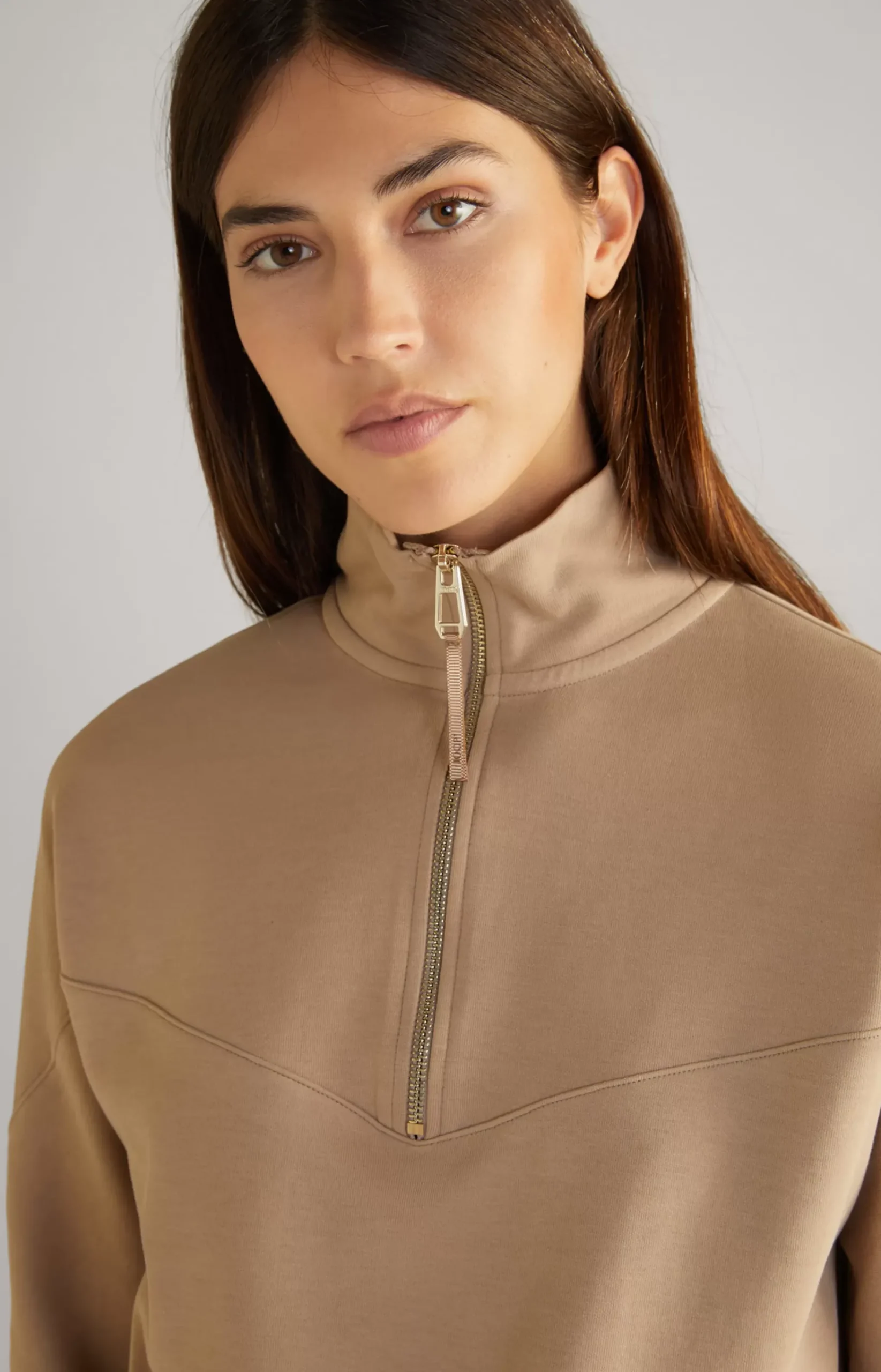 Cropped Sweatshirt in Light Brown