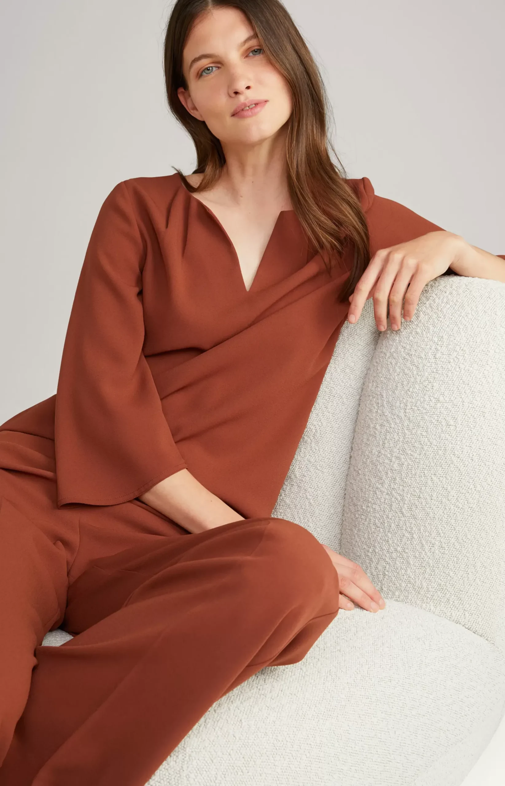 Crêpe Blouse in Copper Brown