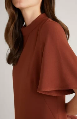 Crêpe Dress in Copper Brown