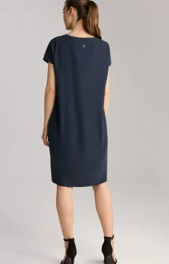 Crêpe Dress in Navy