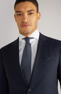 Damon-Gun Virgin Wool Suit in Blue Textured