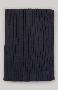 Francis Knitted Scarf in Dark Blue