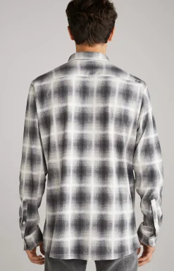 Hanson Cotton Shirt in Grey, patterned