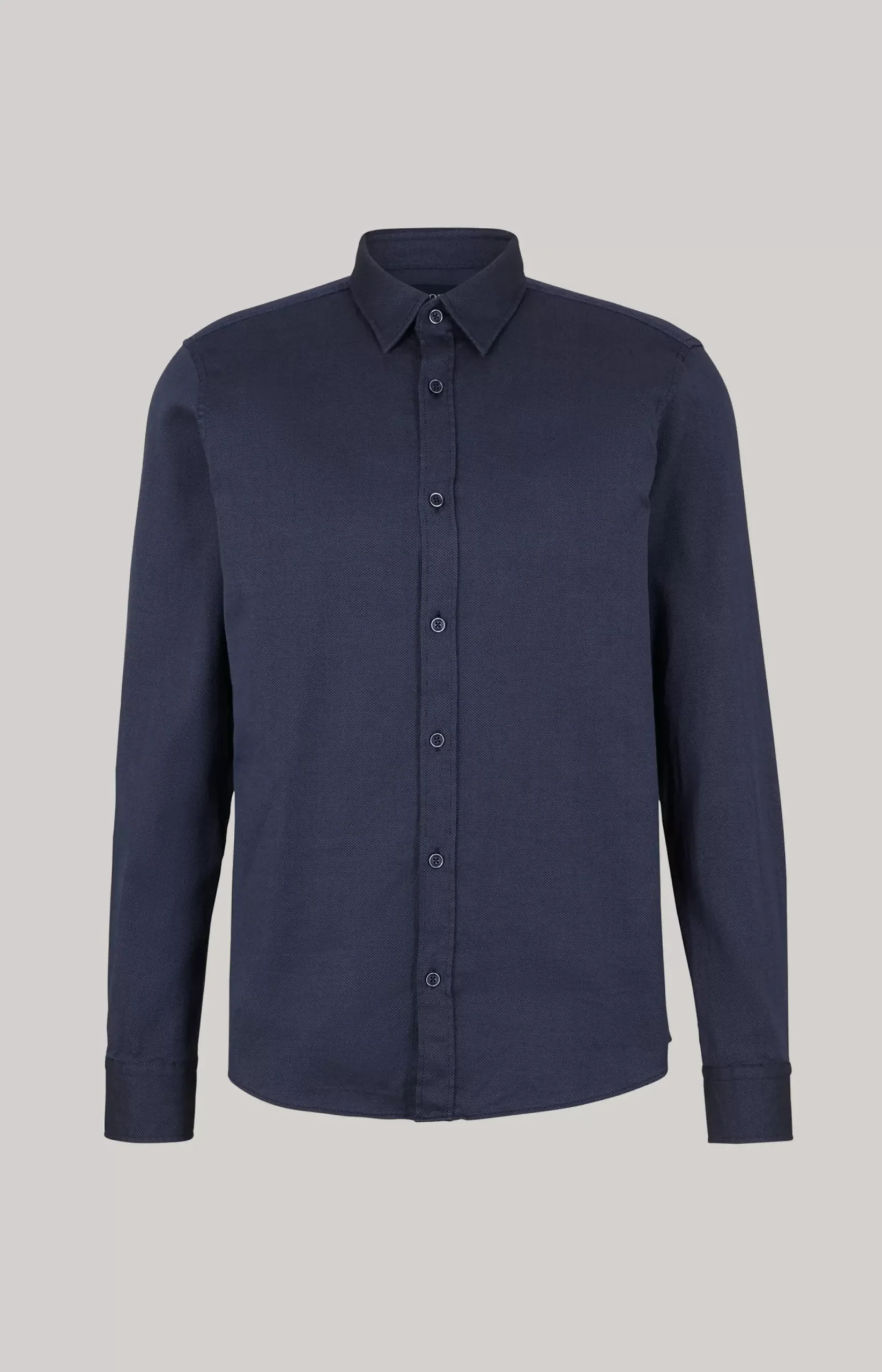 Hanson Cotton Shirt in Mottled Dark Blue