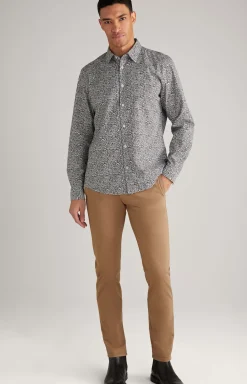Hanson Cotton Shirt in Navy/White