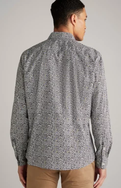 Hanson Cotton Shirt in Navy/White
