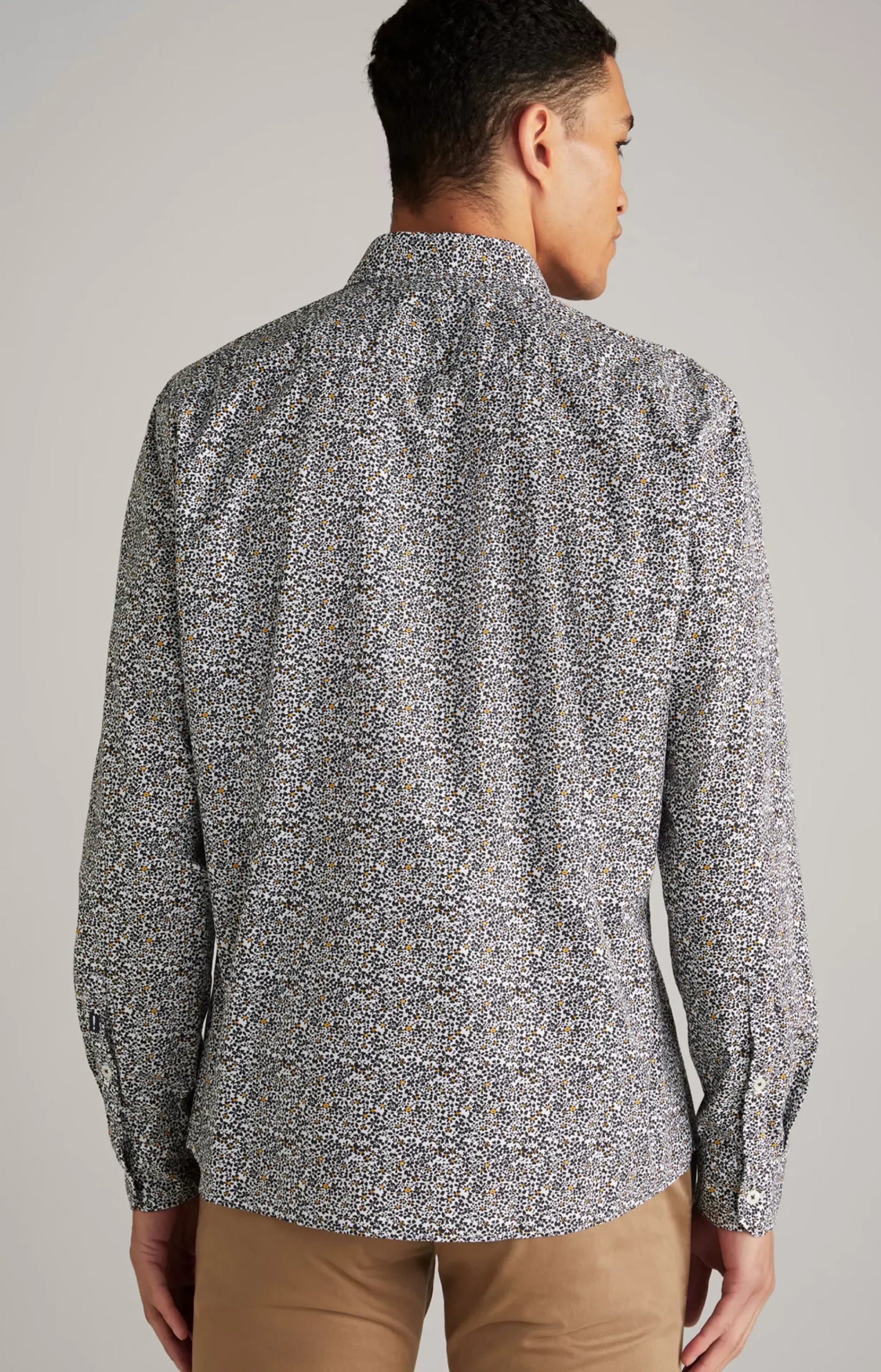 Hanson Cotton Shirt in Navy/White