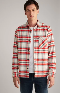 Harvi Flannel Shirt in Red/Beige Check