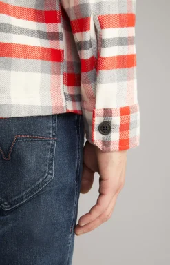 Harvi Flannel Shirt in Red/Beige Check