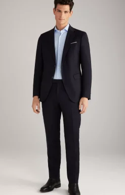 Haspar-Bloom Flannel Suit in Dark Blue