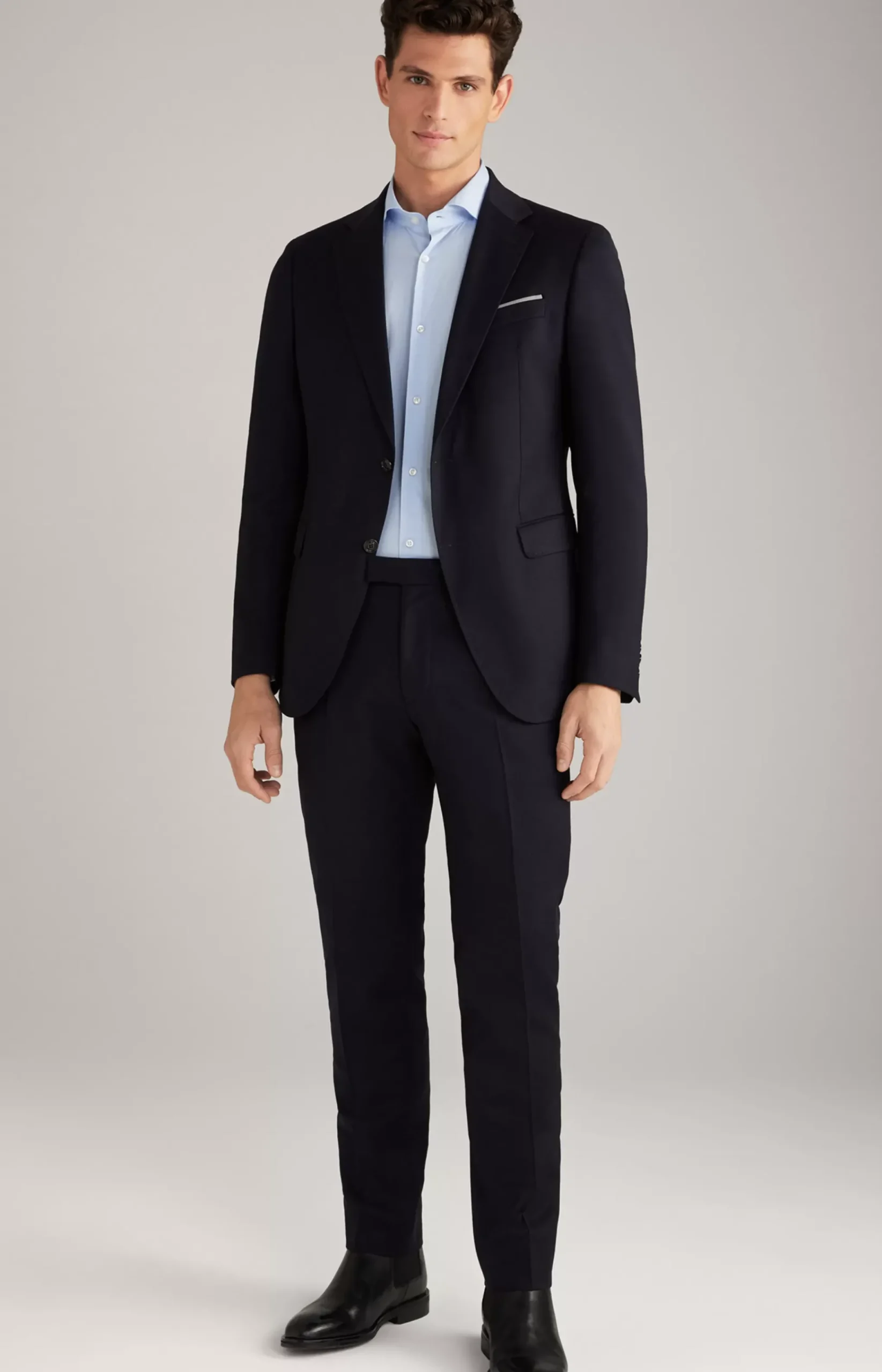 Haspar-Bloom Flannel Suit in Dark Blue