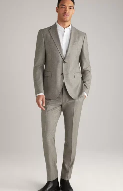 Haspar-Bloom Virgin Wool Suit in Light Beige/Light Grey