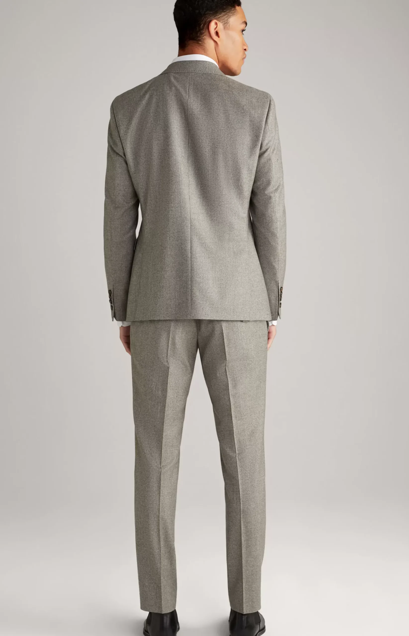 Haspar-Bloom Virgin Wool Suit in Light Beige/Light Grey