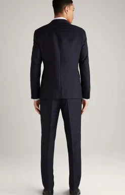 Herby Blayr Virgin Wool Suit in Dark Blue Check