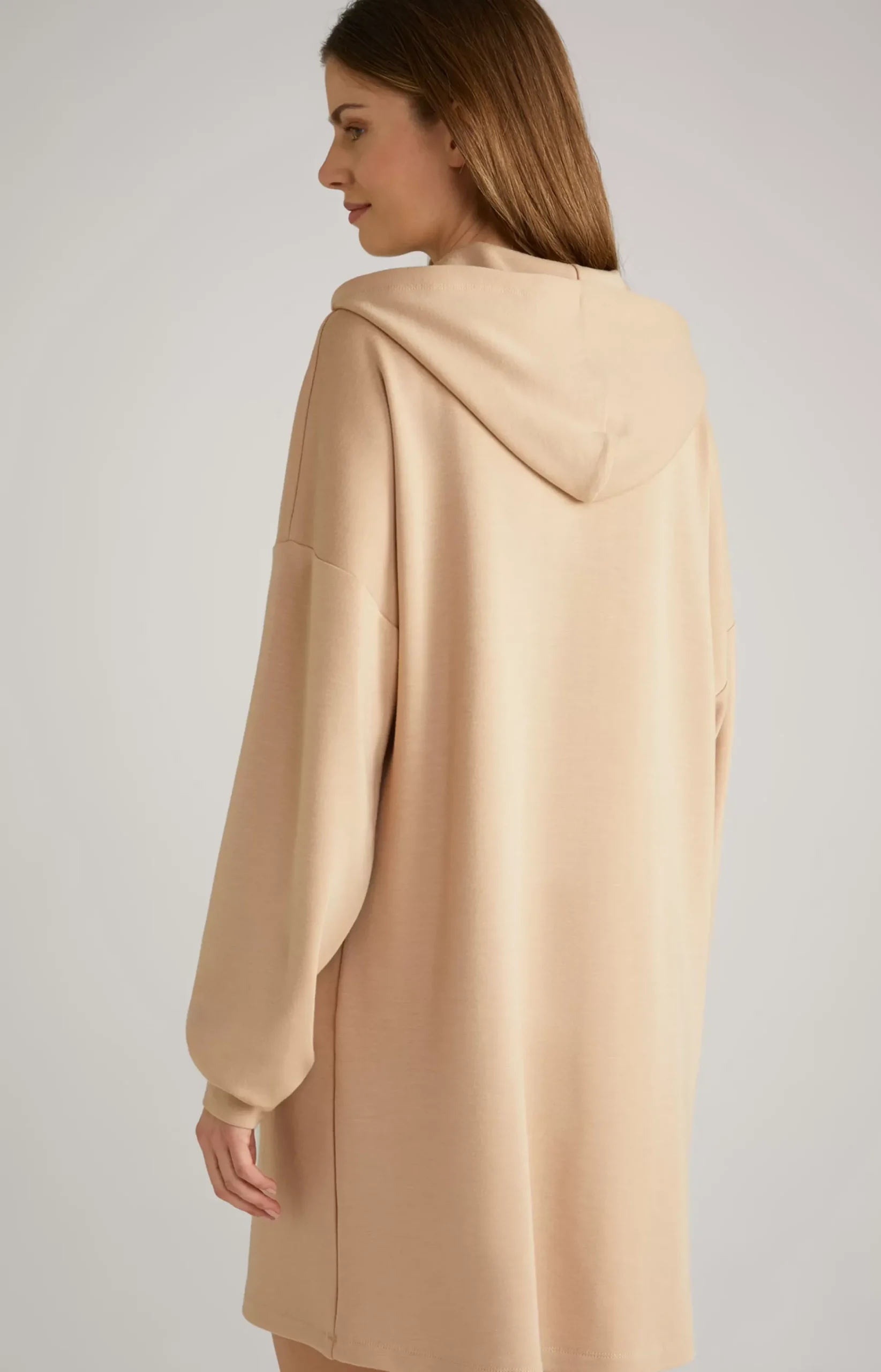 Hooded Loungewear Dress in Beige