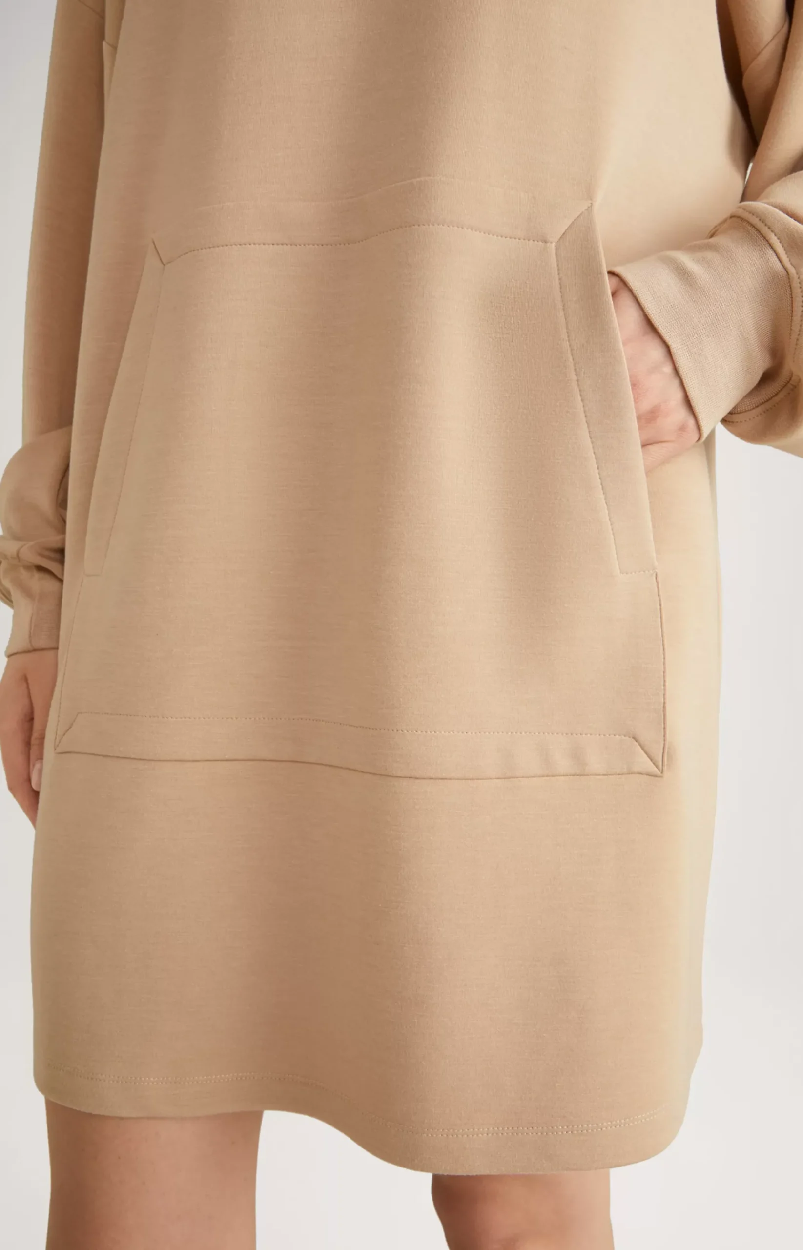 Hooded Loungewear Dress in Beige