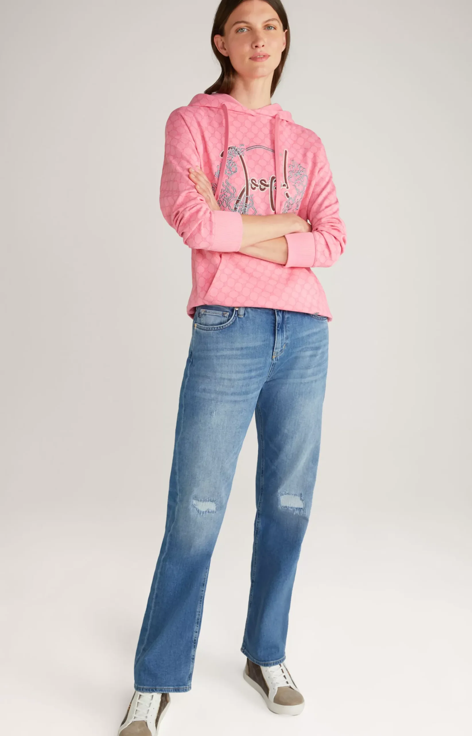 Hoodie in Pink, Patterned