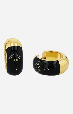 Hoop Earrings with Enamel Black in Gold/Black