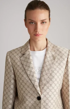 Jacquard Blazer in Beige Pattern
