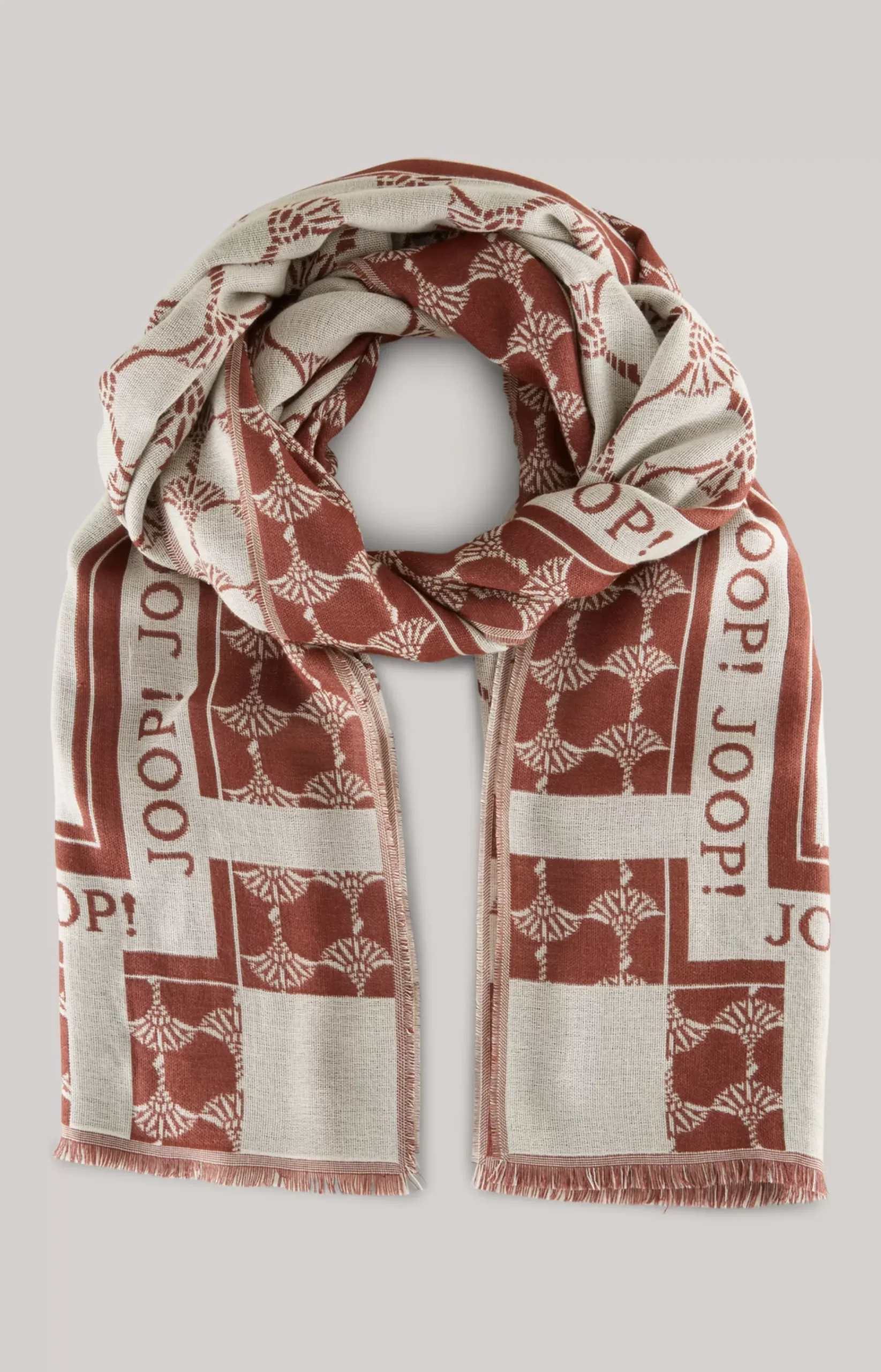 Jacquard Scarf in Brown/Ecru