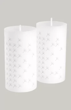 JOOP! FADED CORNFLOWER Pillar Candles in White - Set of 2, 15 cm tall