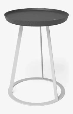 JOOP! ROUND side table with smoked oak plate, 45 x 52 cm in white/anthracite