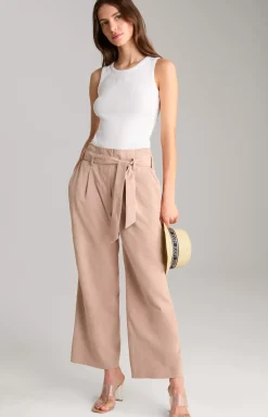 Kidskin Suede Leather Trousers in Light Brown