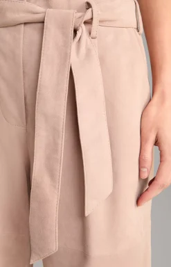 Kidskin Suede Leather Trousers in Light Brown