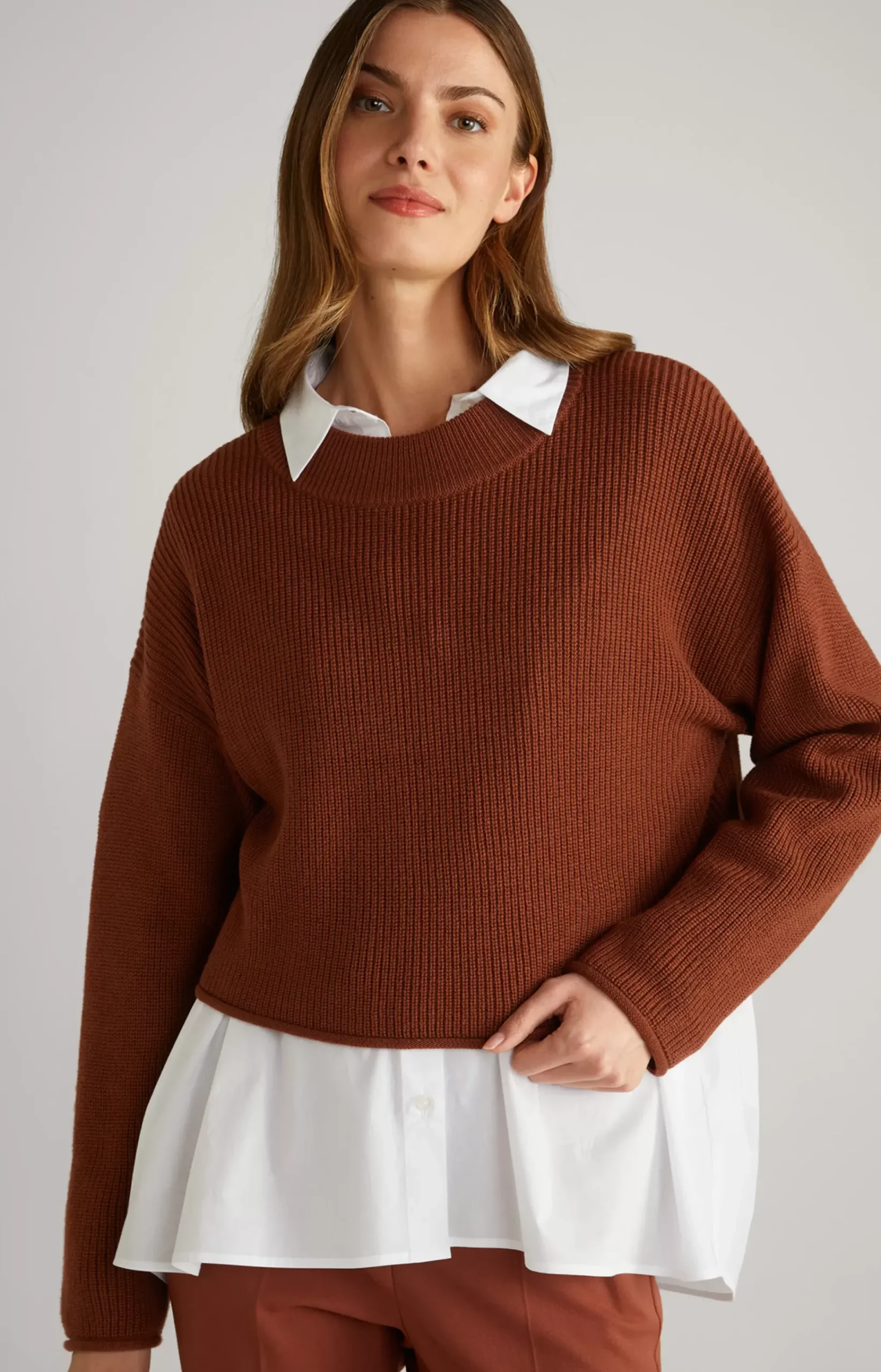 Knitted jumper in Copper Brown